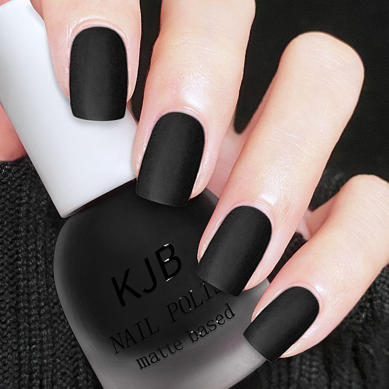 Pure Black Nail Polish, No-Bake, Quick-Drying, Long-Lasting, Matte Velvet Finish, New Autumn and Winter Style, Brightens Hands and Toes