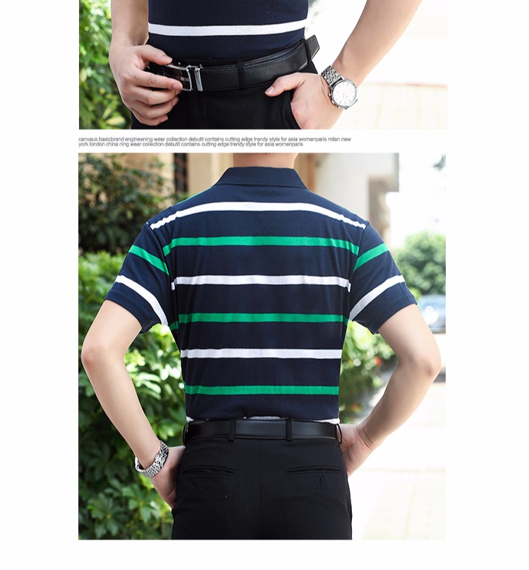 Bố ngắn tay nam trung niên áo thun nam áo thun nam trung niên áo sọc rộng kích thước lỏng lẻo chạm đáy áo phông nam hàng hiệu
