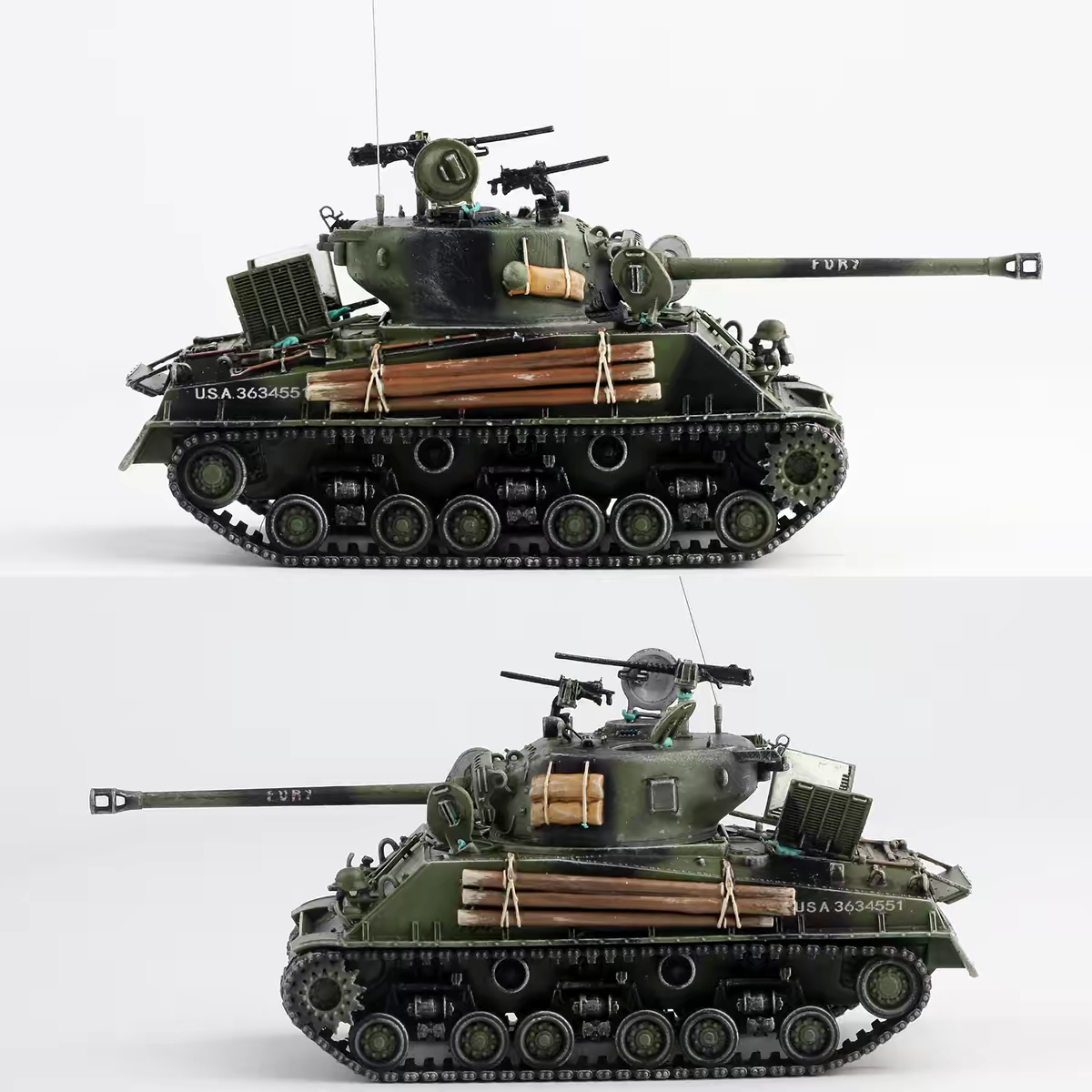 AM 1/72 American M4A3E8 Sherman танк Fury внутренняя версия готовая модель (без солдат)