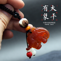 Bodhi agate handmade elephant simple creative personality lucky car key pendant buckle bag pendant decoration