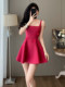 Summer Youthful and Fashionable Sweet Little Fragrance Style Pure and Sexy Off-Shoulder Dress for Women, French Bow Strap Dress