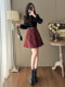 French-Style Socialite Fashion Retro Plaid Skirt for Women, Stylish Petite Age-Reducing Chanel-Style Velvet Dress
