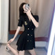 Summer small French style suit dress for women summer college style waist pleated suit dress