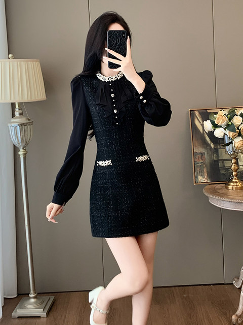 Long-Sleeved, Light Luxury, Fashionable, Elegant Ladylike French-Style Waist-Cinching Dress with a Rich Lady Vibe, High-End Feel