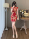 Summer Fashion New Chinese Style Stand-Up Collar Buttoned Dress for Women, Elegant Retro Stunning Slim-Fit Improved Cheongsam Dress