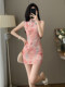 Summer New Chinese-Style National Style Stand-Up Collar Buttoned Dress for Women, Elegant Sleeveless Retro Printed Improved Slim-Fit Cheongsam Dress