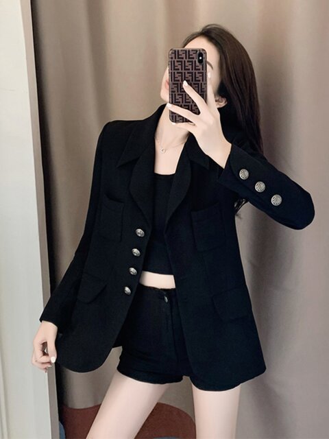 Korean Style Loose Casual Chic Commuter Blazer with a Unique Design, Niche Fashion, Eye-Catching Street Style, and a Powerful and Elegant Vibe