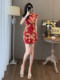 Summer Fashion New Chinese Style Stand-Up Collar Buttoned Dress for Women, Elegant Retro Stunning Slim-Fit Improved Cheongsam Dress