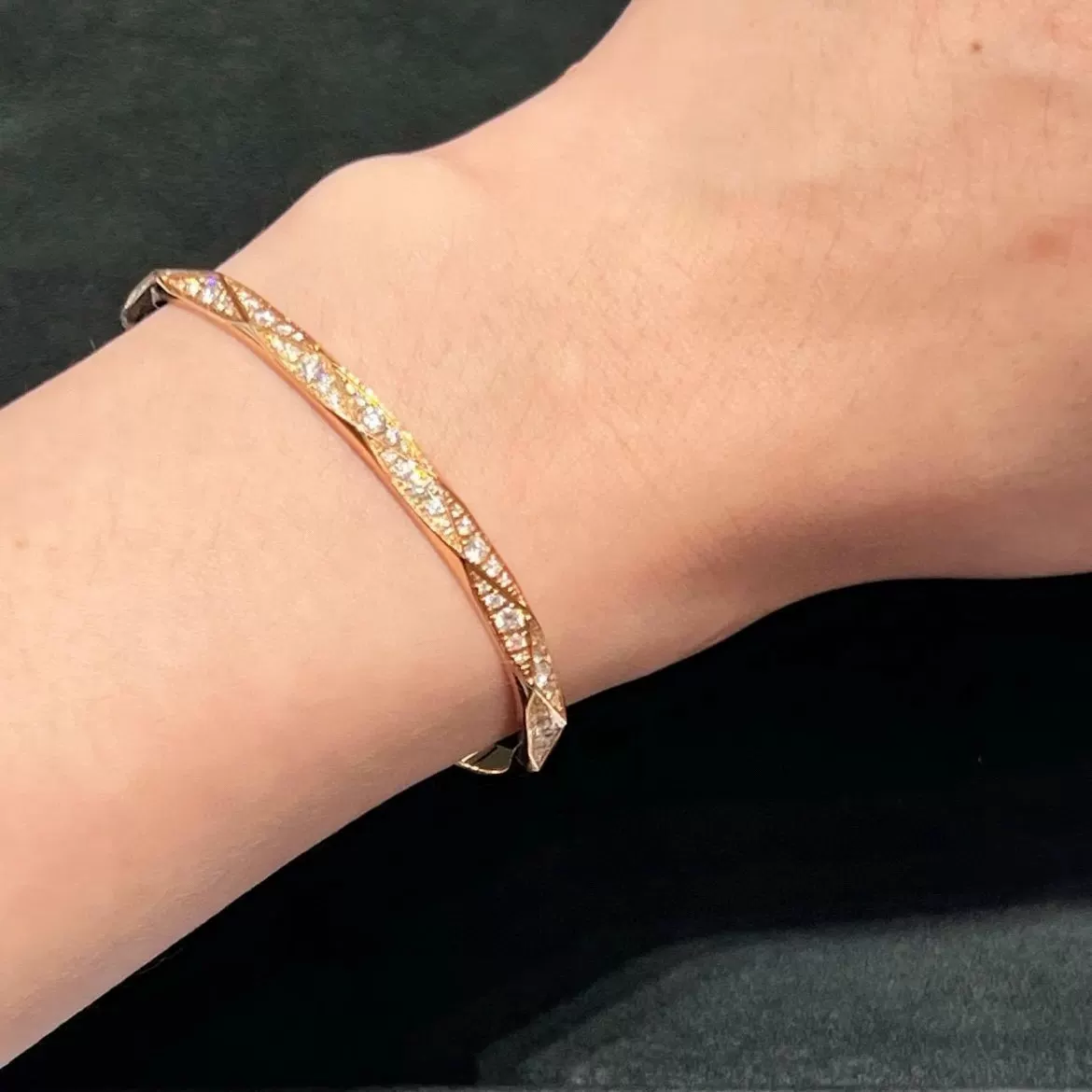 Золотой браслет с узором diamonds ко Дню Святого Валентина, украшенный бриллиантами, розовое золото, подарок на день рождения