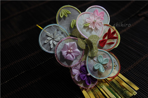 Summer Fan Tuan Fan Flower Hairpin Fine Work and Wind Hairpin Summer Fan Yukata Flower Wedding 