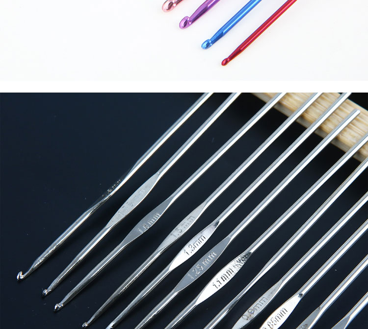 Dụng cụ đan hộ gia đình áo len kim DIY Hướng dẫn móc màu cộng với bạc kim loại crochet da đặt 22 - Công cụ & vật liệu may DIY cúc kim loại