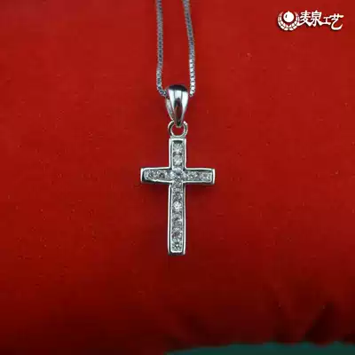 925 sterling silver platinum plated cross necklace Korean version Women pendant choker Christian gift jewelry