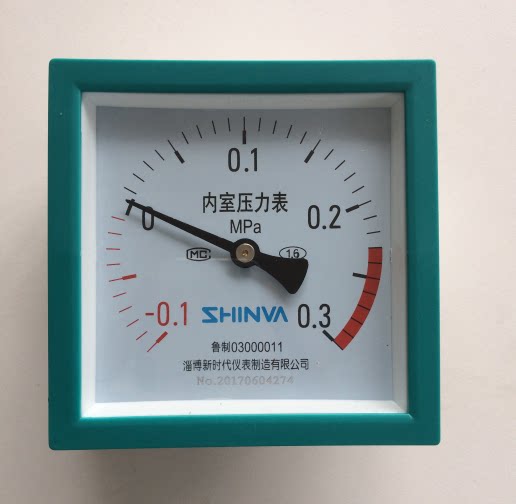 淄博新时代方形内室压力表-0.1-0.3MPa山东新华脉动真空灭菌器