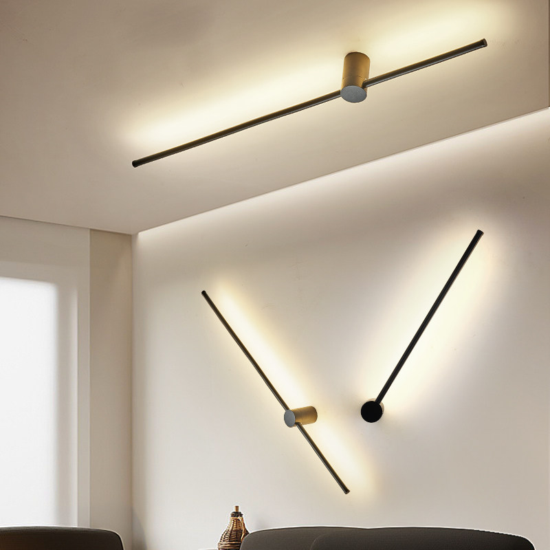 Minimalist long strip wall lamp rechargeable wiring-free TV background wall simple wall lamp living room bedroom bedside atmosphere lamp