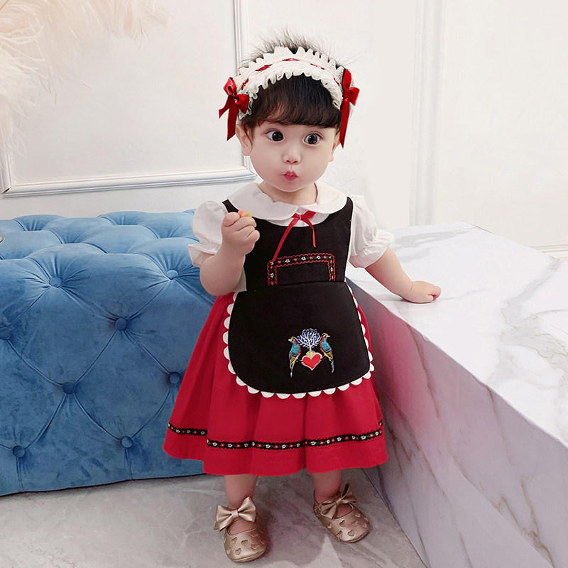 ins child clothing summer baby cup wine princess dress cute Korean version with dress Spanish loretta princess dress-Taobao