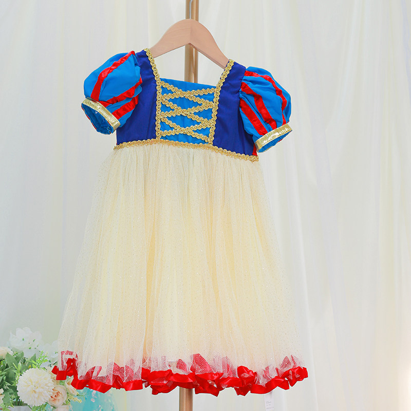 61 Girl White Snow Princess Dresses Baby Xia Aitha Short Sleeve Foreign Dress Ice Chic Rim Foreign Pie Birthday Gown