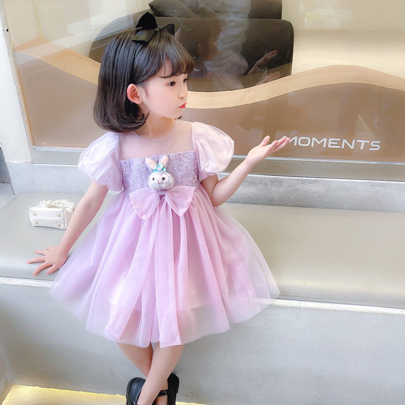 61 Kindergarten Star Della Princess Dresses Girl Pink Purple Dream Super Fairy Dress Little Girl Foreign Pie Dress