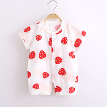 Summer baby jumpsuit cotton short sleeve gauze baby thin air conditioning clothes newborn clothes ha clothes summer tide