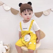 Summer baby jumpsuit cotton short sleeve baby ha clothes thin newborn clothes Net red suit Ice Silk summer clothes