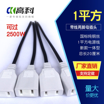 With wire 2-hole female plug monitoring waterproof box 20A power plug two-pin female head 1 square power cord female plug