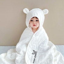 Senior Newborns Full Cotton 6 Layers Gauze Absorbent Baby Bath Towels Baby Wrap Towels Children With Cap Cloak Bag Quilt B