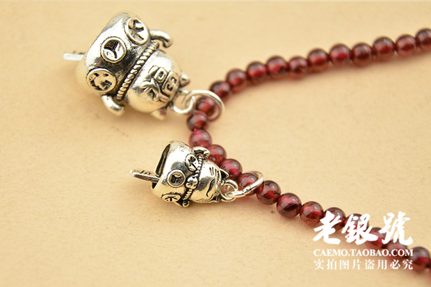 S925 bạc Thái nguyên chất may mắn mèo gió chime 铛 DIY đính cườm mặt hàng vòng tay mặt dây chuyền trang trí nữ quà tặng nhà máy phát hành $ C - Vòng chân lắc chân nữ vàng đẹp