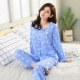 Bộ đồ ngủ dài tay bằng cotton cotton mỏng của nữ đồ ngủ pijama