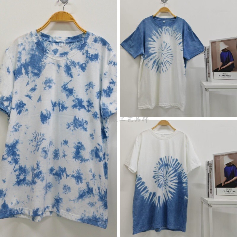 Guizhou Handmade Traditional Tie-Dye Specialty T-Shirt Batik Dali Blue Dye Men's and Women's Short-Sleeved Top Travel Souvenir