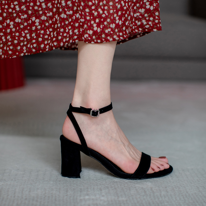 The coarse heel sandals Fairy 2023 new style with high heels in the leather Korean fashion this summer