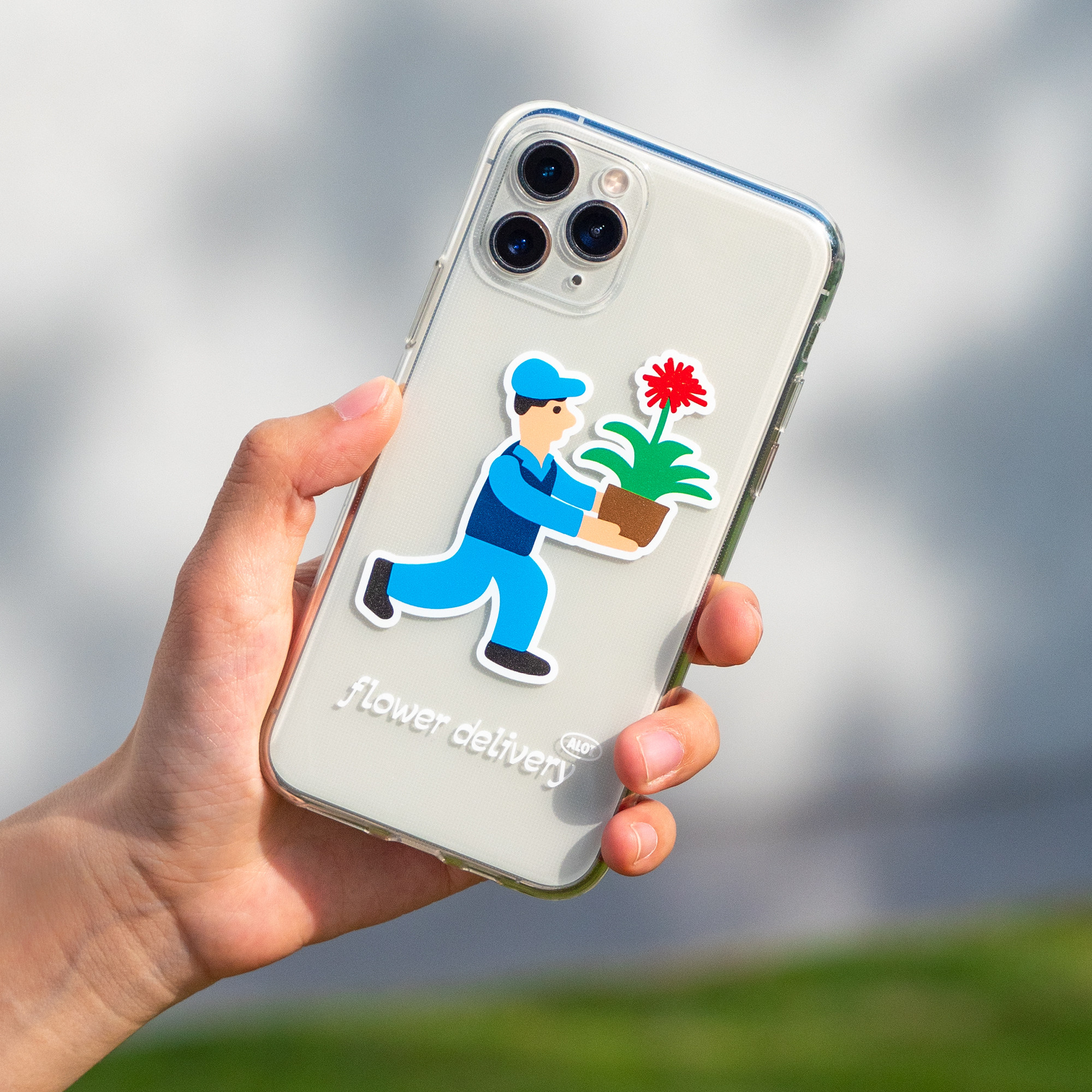 FlowerDelivery Original Illustrated Mobile Case Summer Fresh Transparent Mobile Case for Apple iPhone Simple in Wind Case Large