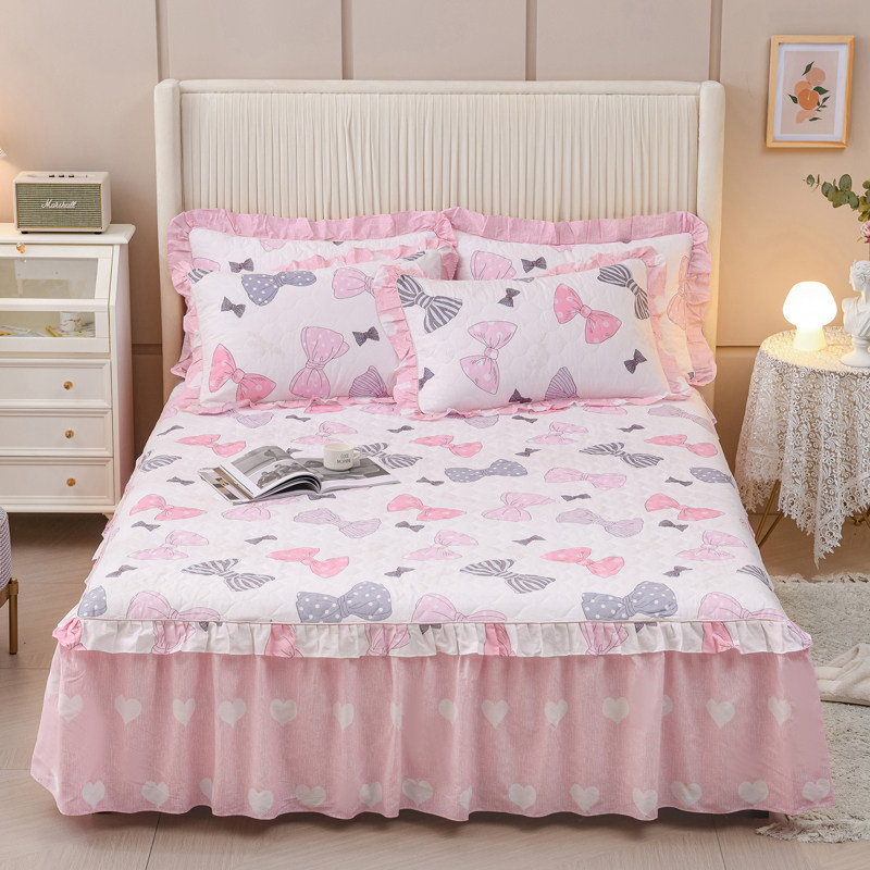 Han Style Cartoon Pure Cotton Bed Hood Clip Cotton Children's Bed Skirt Single cotton bed Thickened Bed Skirt Thickened bed cover 1 2 m 1 5m1 8-Taobao