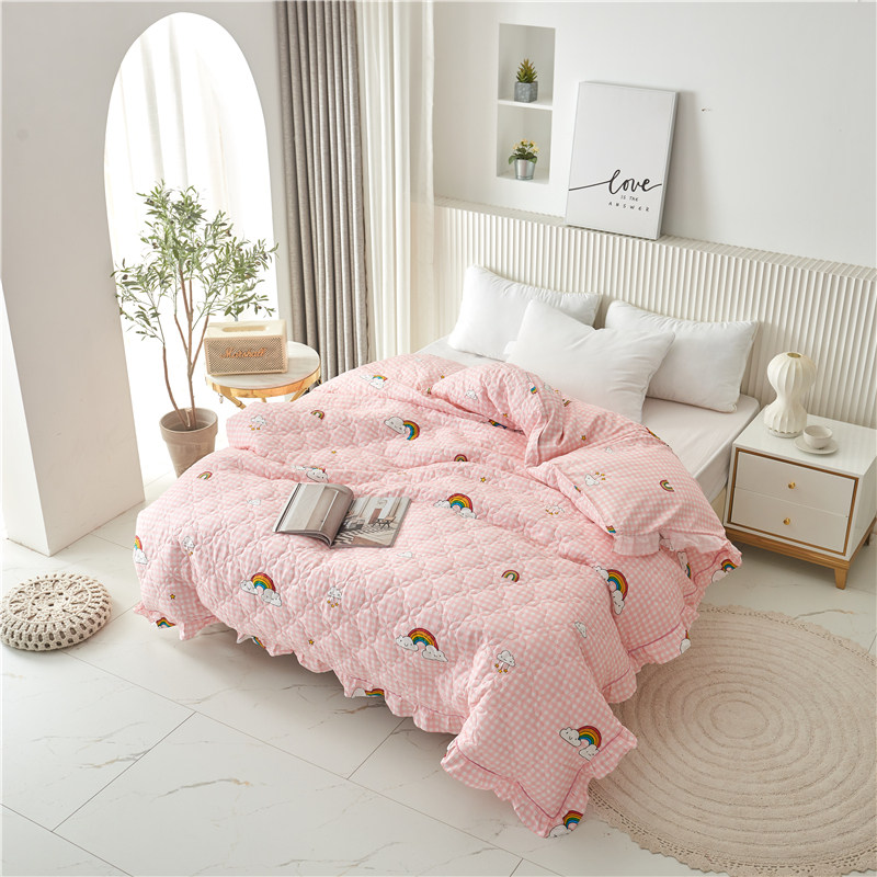 New cotton quilt cover dual-purpose thickened cotton quilt cover lace warm sheet quilted thick quilt cover can be customized