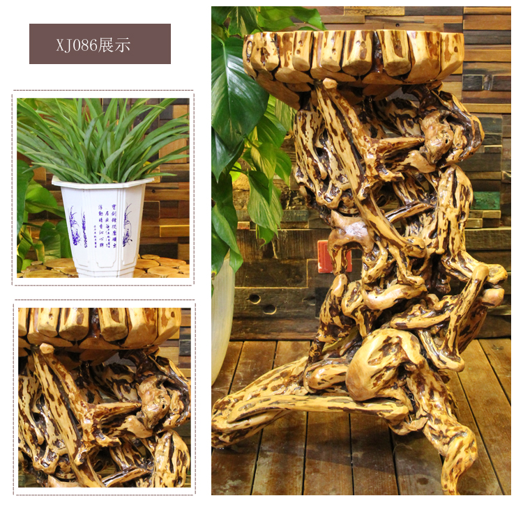Bình hoa đứng gốc khắc khung nước ban công hoa bonsai chậu hoa cơ sở khắc gốc lớn trang trí phòng khách gỗ rắn - Các món ăn khao khát gốc mẫu bàn ghế gốc cây đẹp