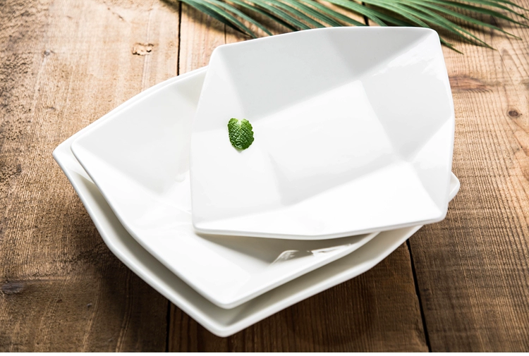 Nhật Bản sáng tạo chín lưới hình dạng không đều màu trắng tinh khiết món ăn gia đình món ăn đĩa cơm tấm nhà hàng khách sạn bộ đồ ăn - Đồ ăn tối