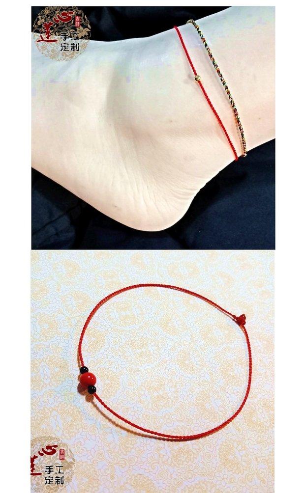 Dây thừng bốn vị phật lớn phù hộ cho linh hồn ác 0,5 mm năm nay vòng tay dây đỏ chuyển vòng chân nữ vòng đeo chân nữ bằng vàng