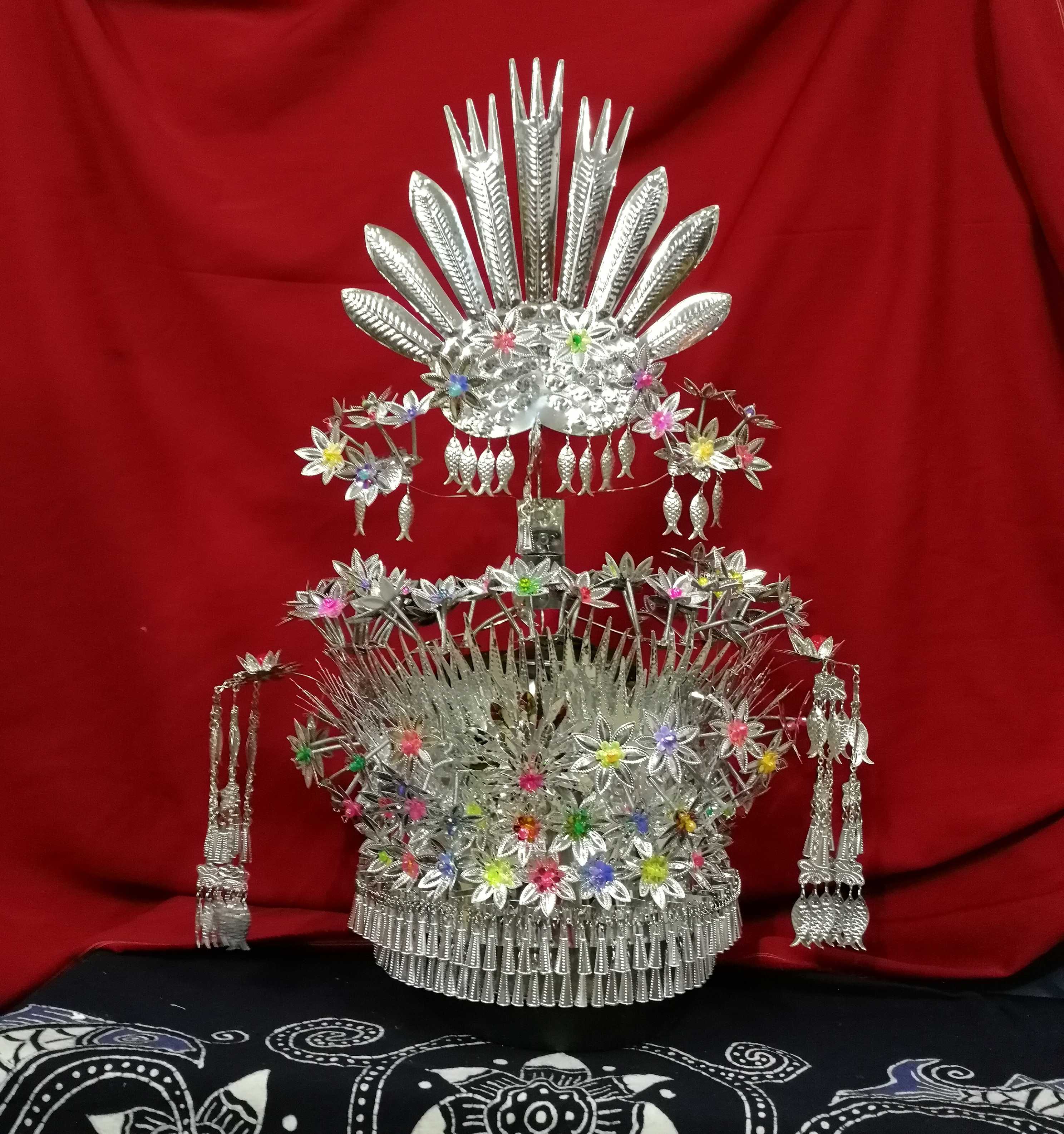 Miao silver hat new non-fading silver headwear ethnic minority clothing accessories collar hat Miao wedding hat