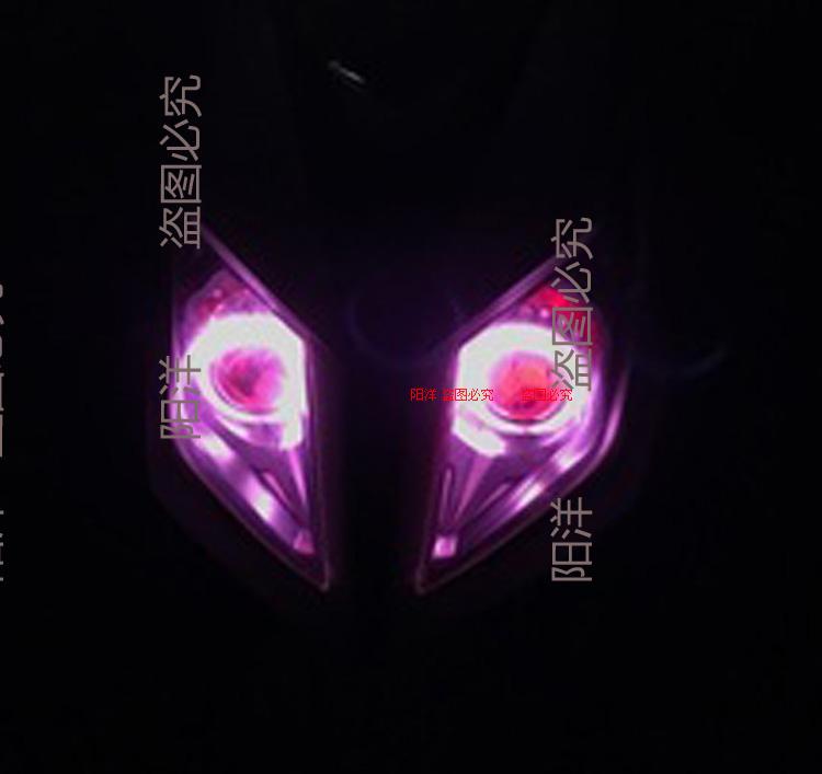 Áp dụng cho Yuexing HJ125T Star Đèn pha lắp ráp đèn pha Xenon Light Double Light Lens Angel Eye Devil Eye đèn pha xe máy vuông