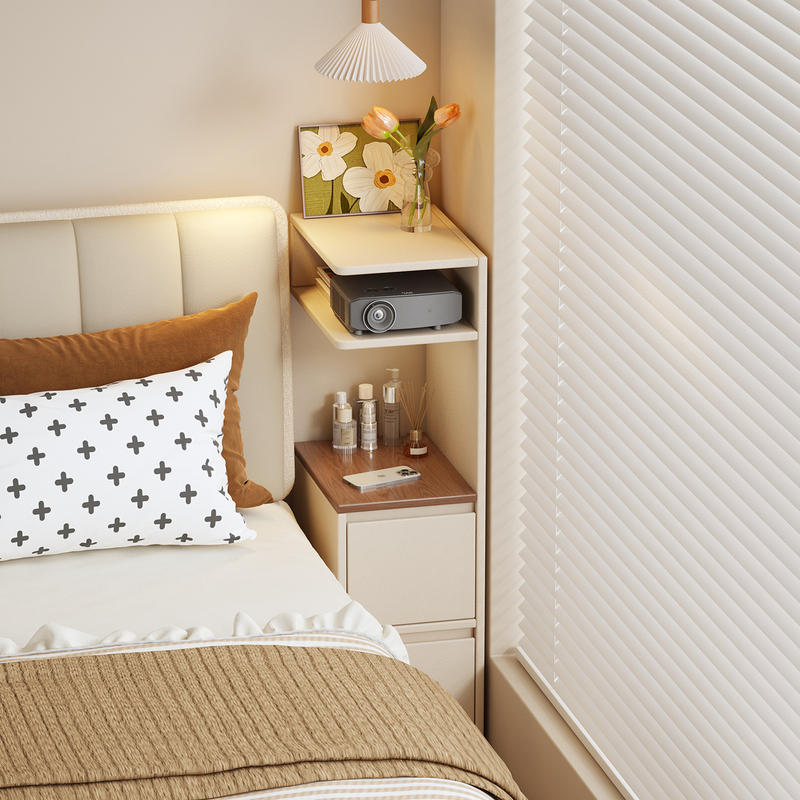 Solid Wood Projector Bedside Table Storage Rack Small Narrow Bedside Rack 20cm Gap Cabinet Bedside Ultra-Narrow Heightened Version 30