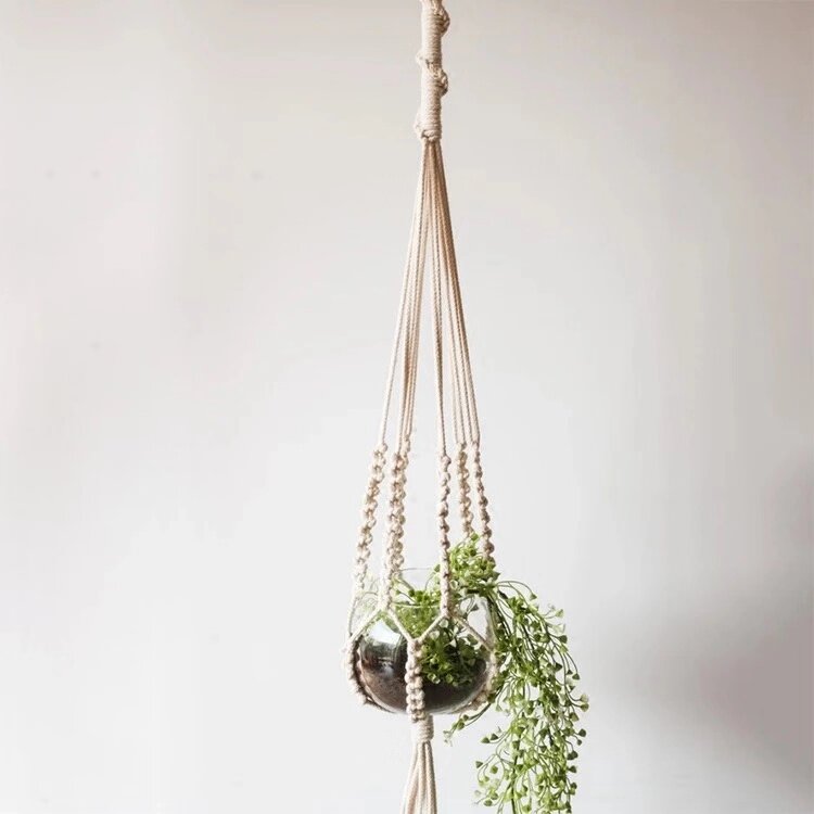 Field Garden Wind hand woven hanging rope hanging basket Green Planting Mesh Pocket Flower Pot sling hanging net