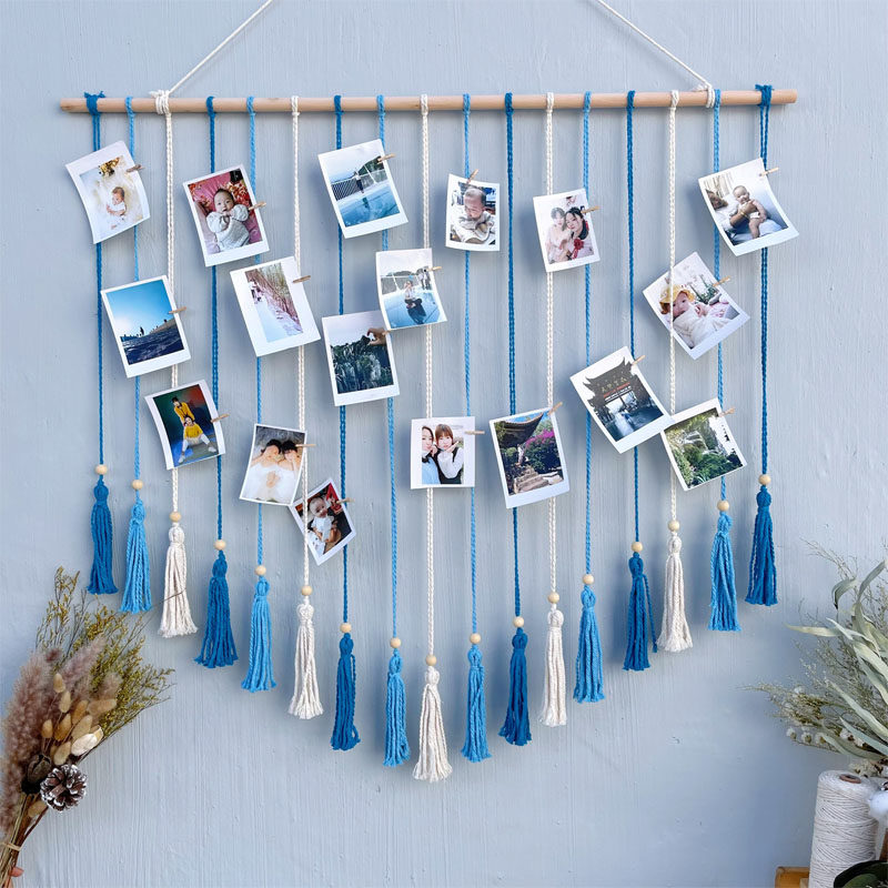 ins wind net red creative personality photo wall tapestry colorful cotton hemp rope handmade diy living room photo wall decoration-Taobao