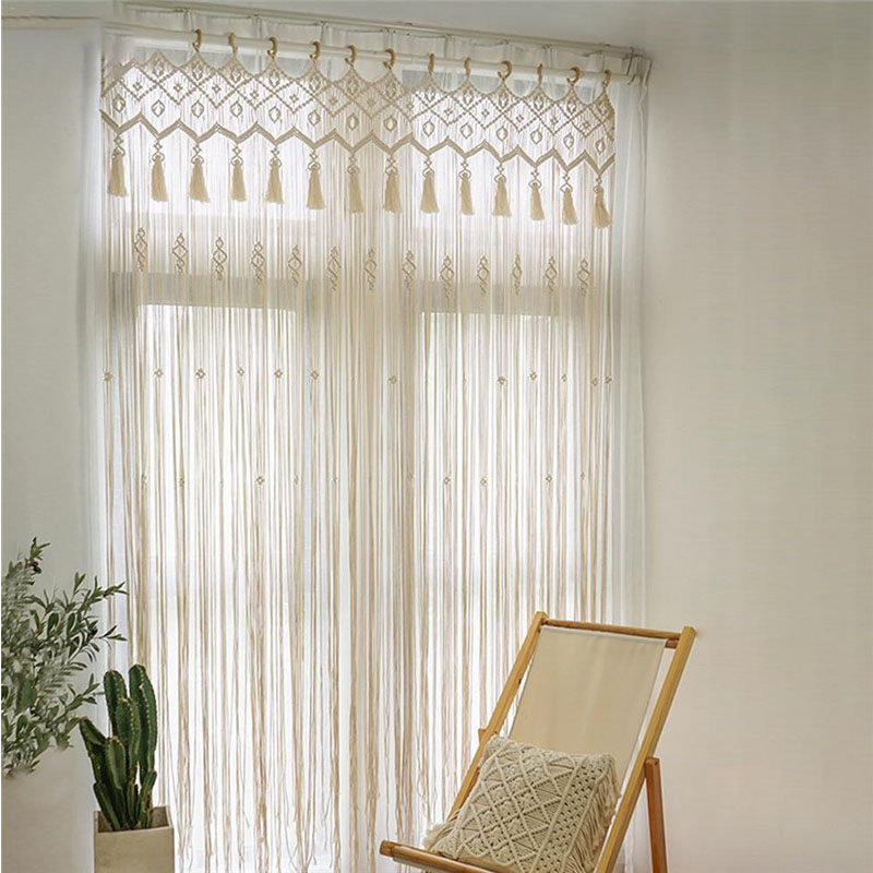 Nordic wind hand knitting curtain cotton curtain curtain curtain simple pure color line curtain household decoration tapestry