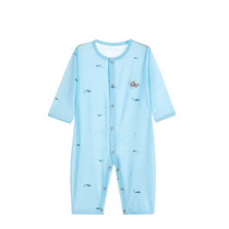 Baby Hays Summer thin Bamboo fiber open crotch Short sleeves Men and women Baby Newborns Full Moon Children Conjoined Climbing