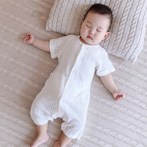 Newborn Baby Khaama Summer Clothing Full Moon Men And Women Princess Conjoined Pure Cotton Short Sleeves No Bones Breathable Thin-style Climbing Suit