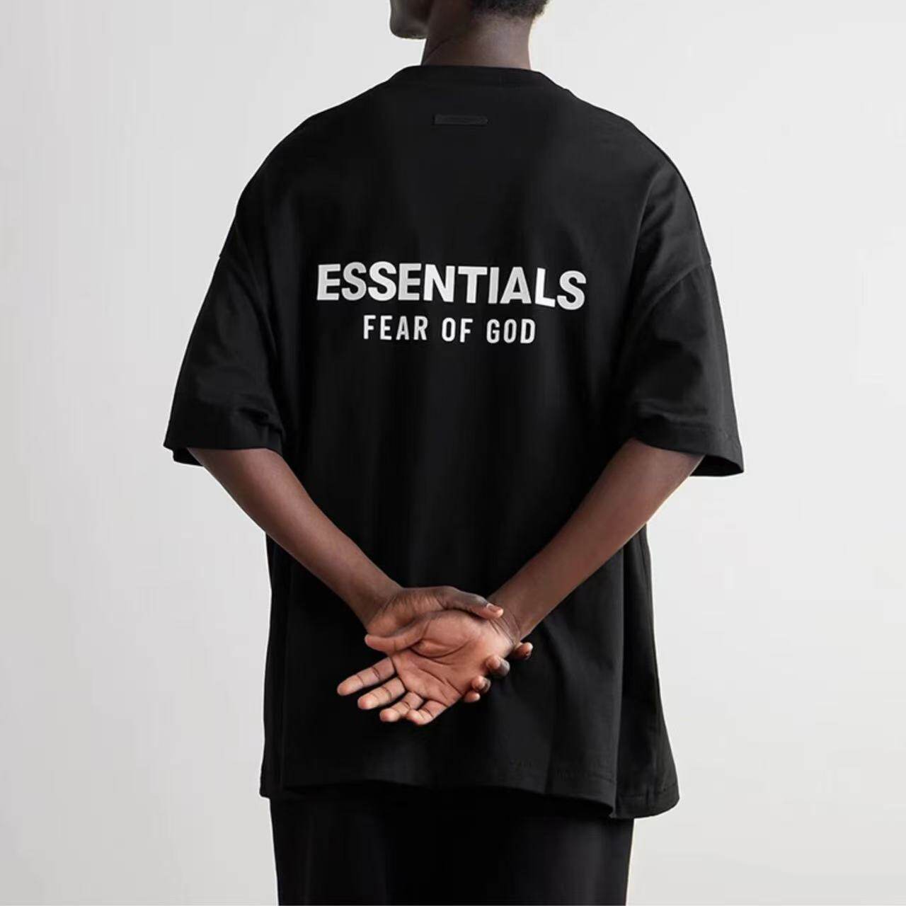 Высокая улица американский ретро флокирование письмо ESSENTIALS прилив бренд американский мужской любители короткий рукав Фогт рубашка с коротким рукавом, 其它（服饰） 