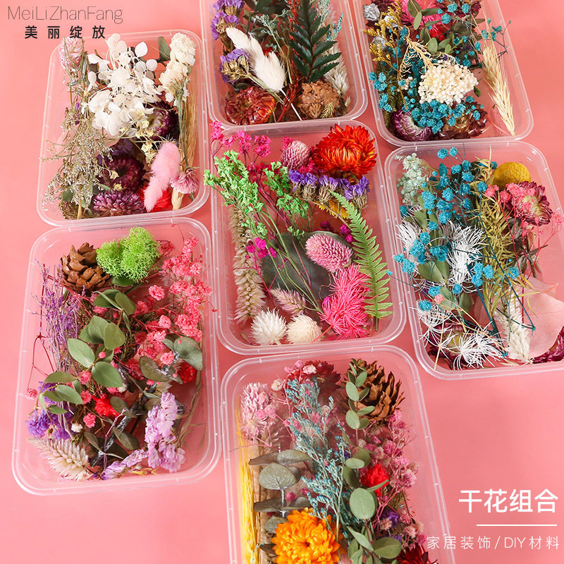 Eternal Flower Dried Flower Mixed Flower diy material pack Handmade fan Photo frame floating flower diy candle Embossing material pack