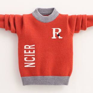 Boys' Sweaters Autumn and Winter 2023 New Autumn Clothes Boys and Children's Sweaters Plus Velvet and Thickened Children's Spring and Autumn Tide