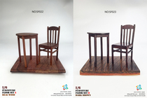 (Physical stock)TITTOYS 1 6 solid wood table and chair floor set Natural and dark brown