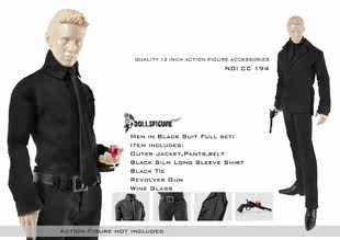 (CROWN MOLD WORLD)DOLLSFIGURE GOTH GOTH 1:6 CC194 BLACK MEN'S SUIT