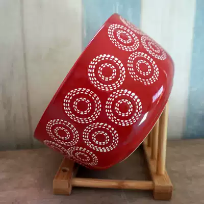 Deardali Japanese-style ceramic soup bowl Instant noodles bowl Household multi-color embossed meal bowl Rice bowl straight mouth bowl high foot bowl