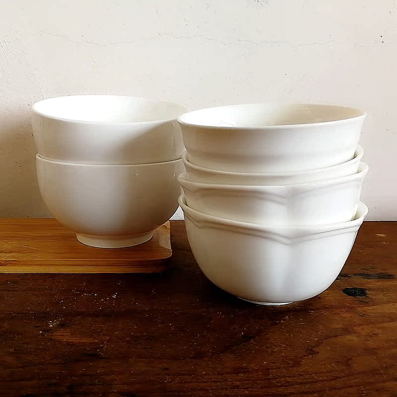 Deardali Chinese pure White bone China bowl 4 5 inch rice bowl White ceramic bowl Soup bowl Household noodle bowl spoon